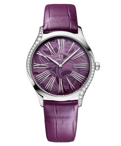 Omega De Ville Trésor quartz purple dial purple leather strap 36mm 428.18.36.60.10.003