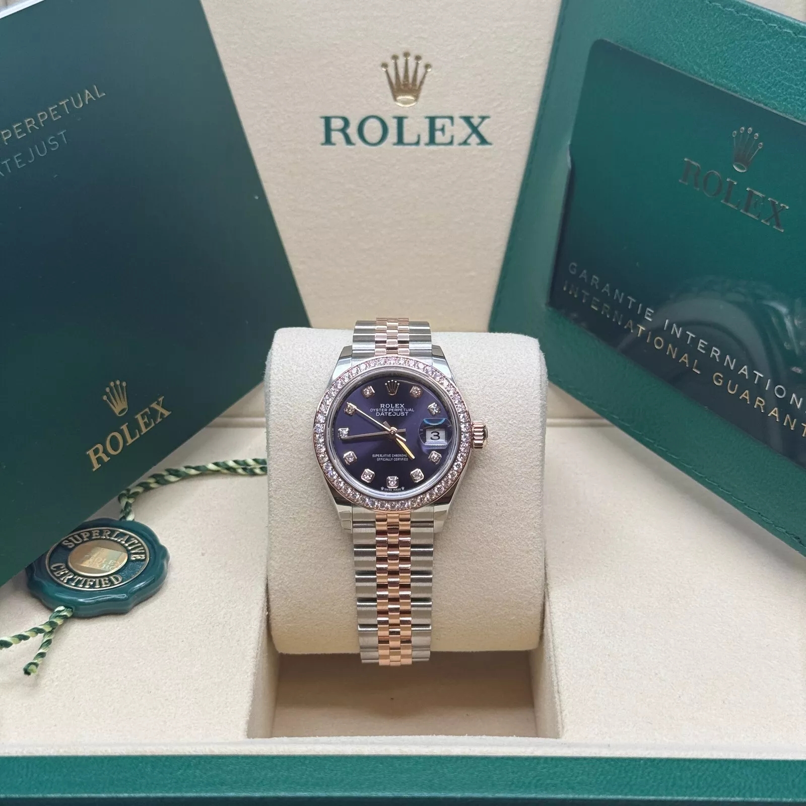 Rolex Lady-Datejust 28mm 279381RBR Aubergine Diamond Dial Oyster Bracelet - Image 3