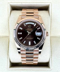 Alternative view of Rolex  Day-Date "President" 40mm Everose Gold Chocolate Diamond Baguette Dial - 228235