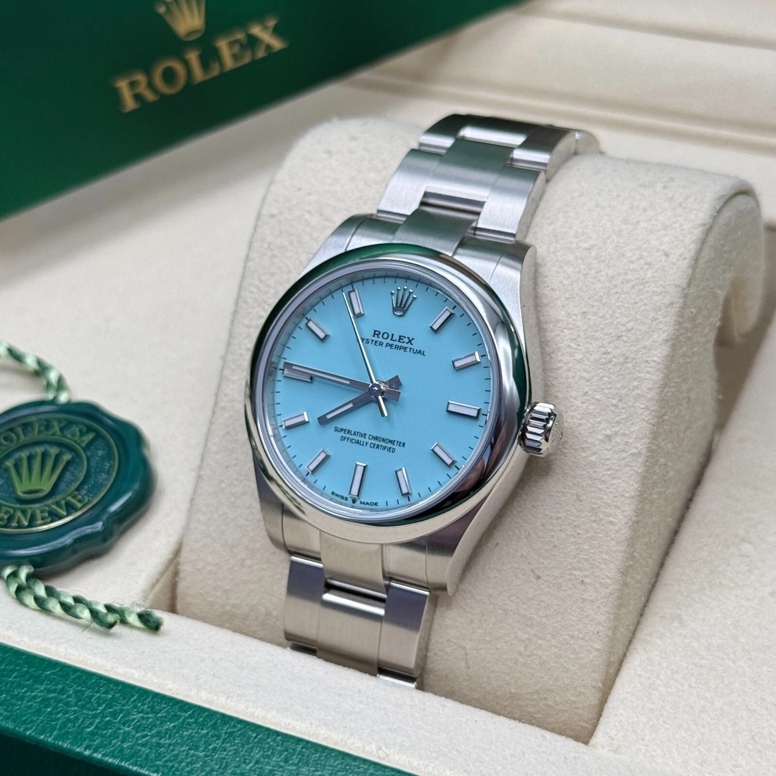 Rolex Oyster Perpetual 31mm 277200-0007 Turquoise Dial Oyster Bracelet Watch - Image 4
