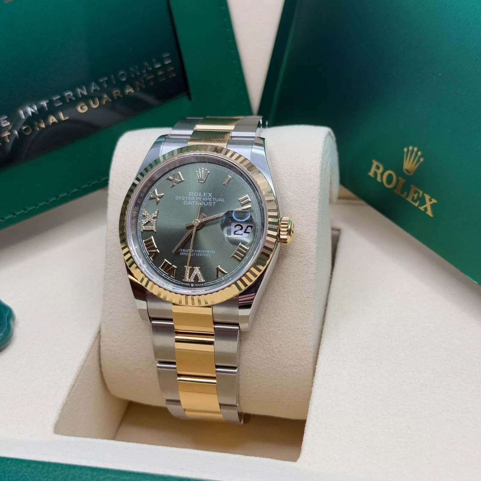 Rolex Datejust 36mm 126233 Olive-green Roman Diamond Dial Two-Tone Jubilee Bracelet - Image 11