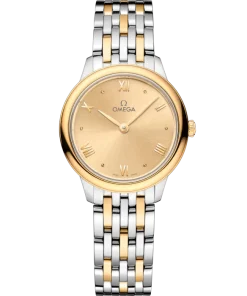 Omega De Ville Prestige 27.5 mm Yellow Dial Stainless Steel and 18k Yellow Gold Bracelet 434.20.28.60.08.001