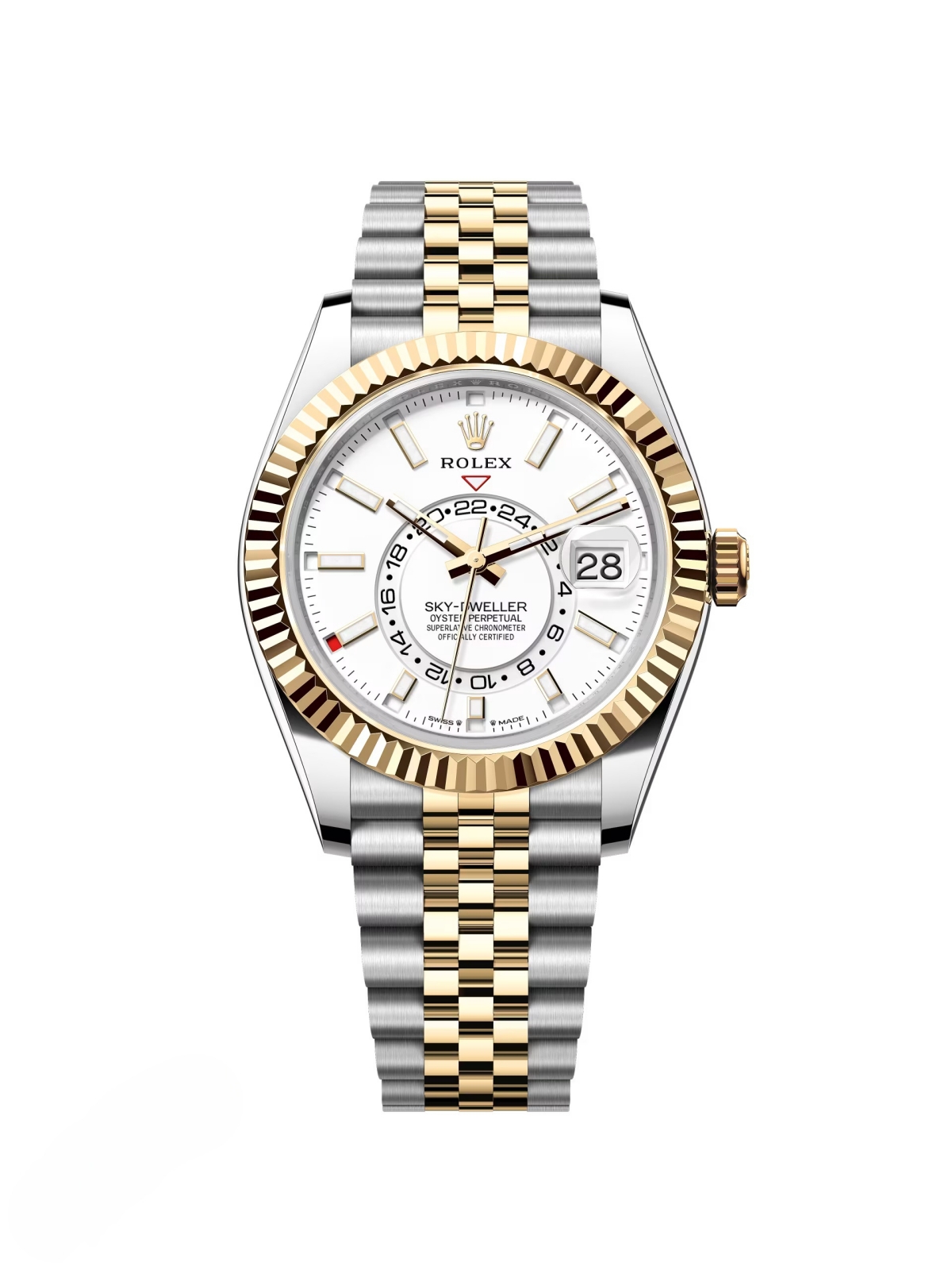 Rolex Sky-Dweller 42mm 336933-0006 Two-Tone Yellow Gold White Dial Oyster