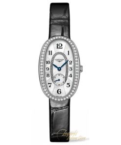 Longines Women's L23060830 Symphonette Diamond Black Leather Watch