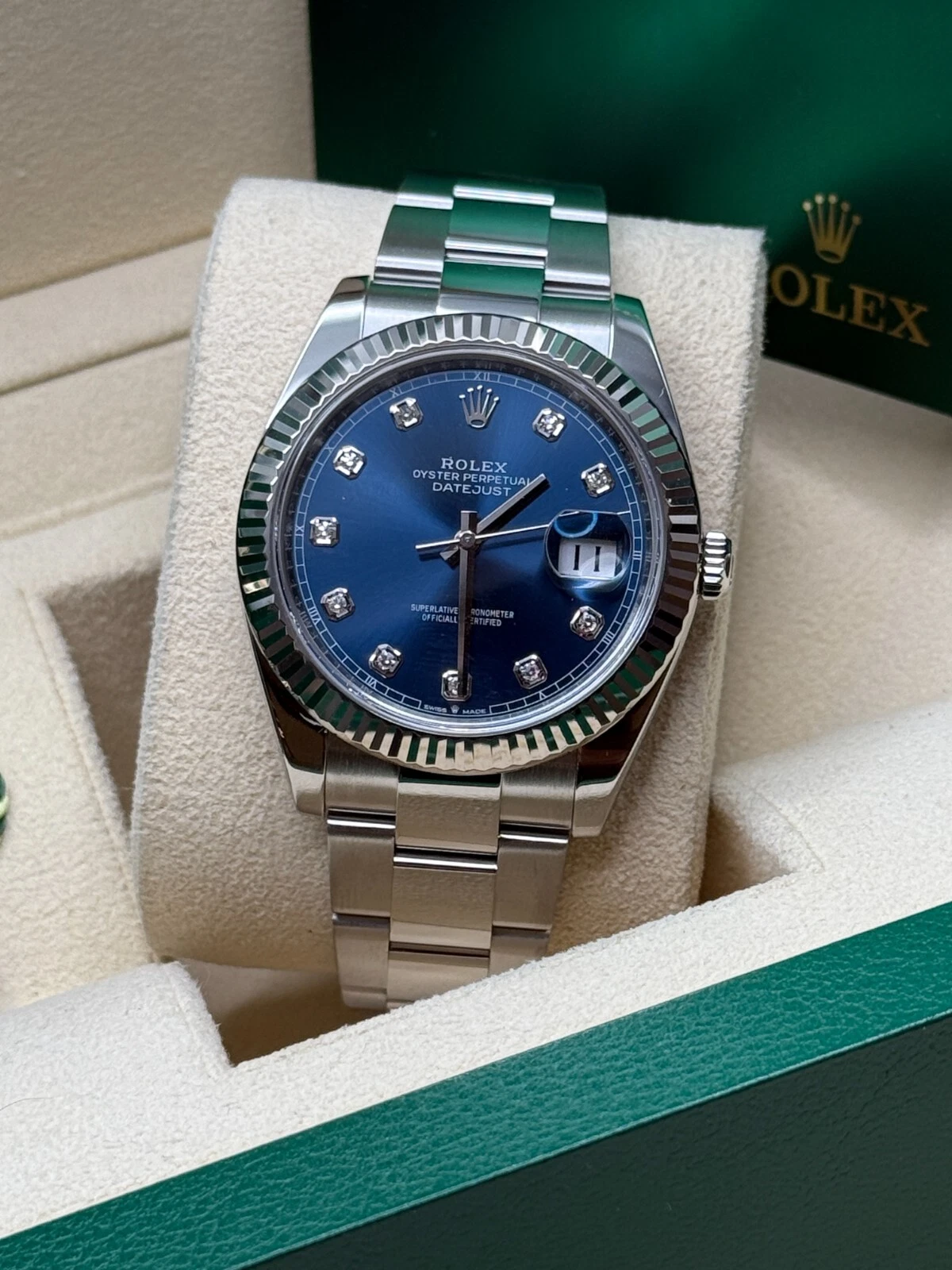 Rolex Datejust 41mm 126334 Blue Diamond Oyster Stainless Steel Mens Watch - Image 8