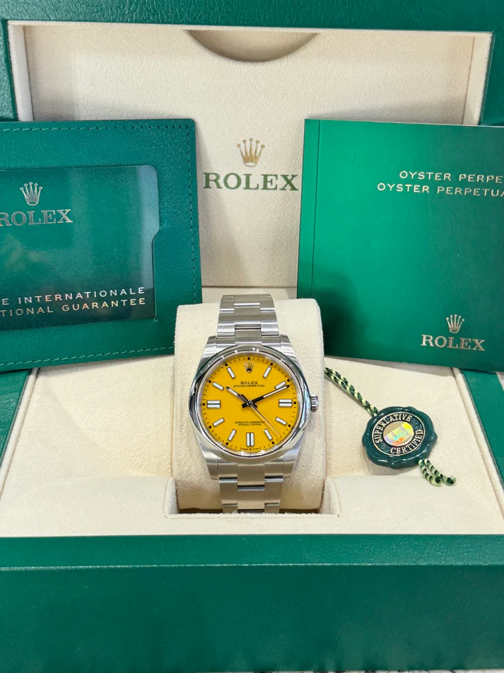 Rolex Oyster Perpetual 41mm 124300-0004 Yellow Dial - Image 9
