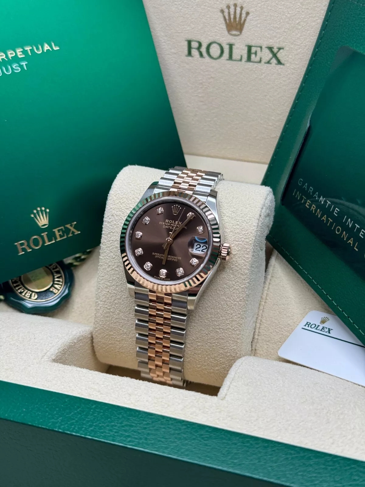 Rolex Lady-Datejust 28mm 279171 Chocolate Diamond Oyster Stainless Steel and Rose Gold - Image 5