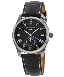 Longines Men's L2.909.4.51.7 Master Collection Black Leather Watch