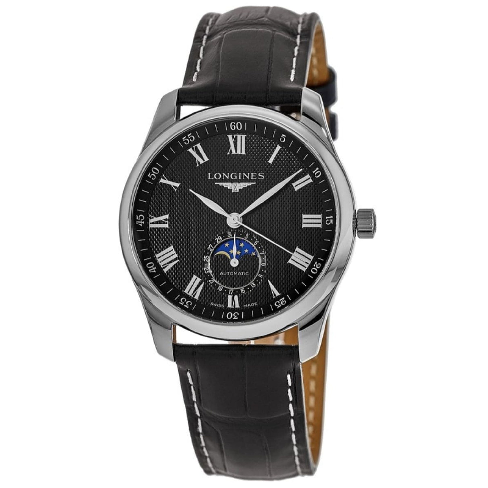 Longines Men's L2.909.4.51.7 Master Collection Black Leather Watch