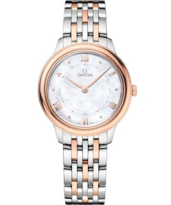 Omega De Ville Prestige 30 mm White Dial Stainless Steel and Sedna™ 18k Rose Gold Bracelet 434.20.30.60.05.001