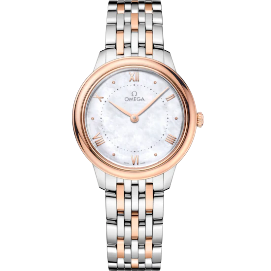 Omega De Ville Prestige 30 mm White Dial Stainless Steel and Sedna™ 18k Rose Gold Bracelet 434.20.30.60.05.001