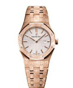 Audemars Piguet Royal Oak Frosted Gold Silver dial, 33mm, 18k Rose gold, 67653OR.GG.1263OR.01