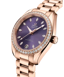 Alternative view of Omega Seamaster Aqua Terra Shades 34 mm Lavender Dial with Diamonds Sedna™ 18k Rose Gold Bracelet 220.55.34.20.60.001
