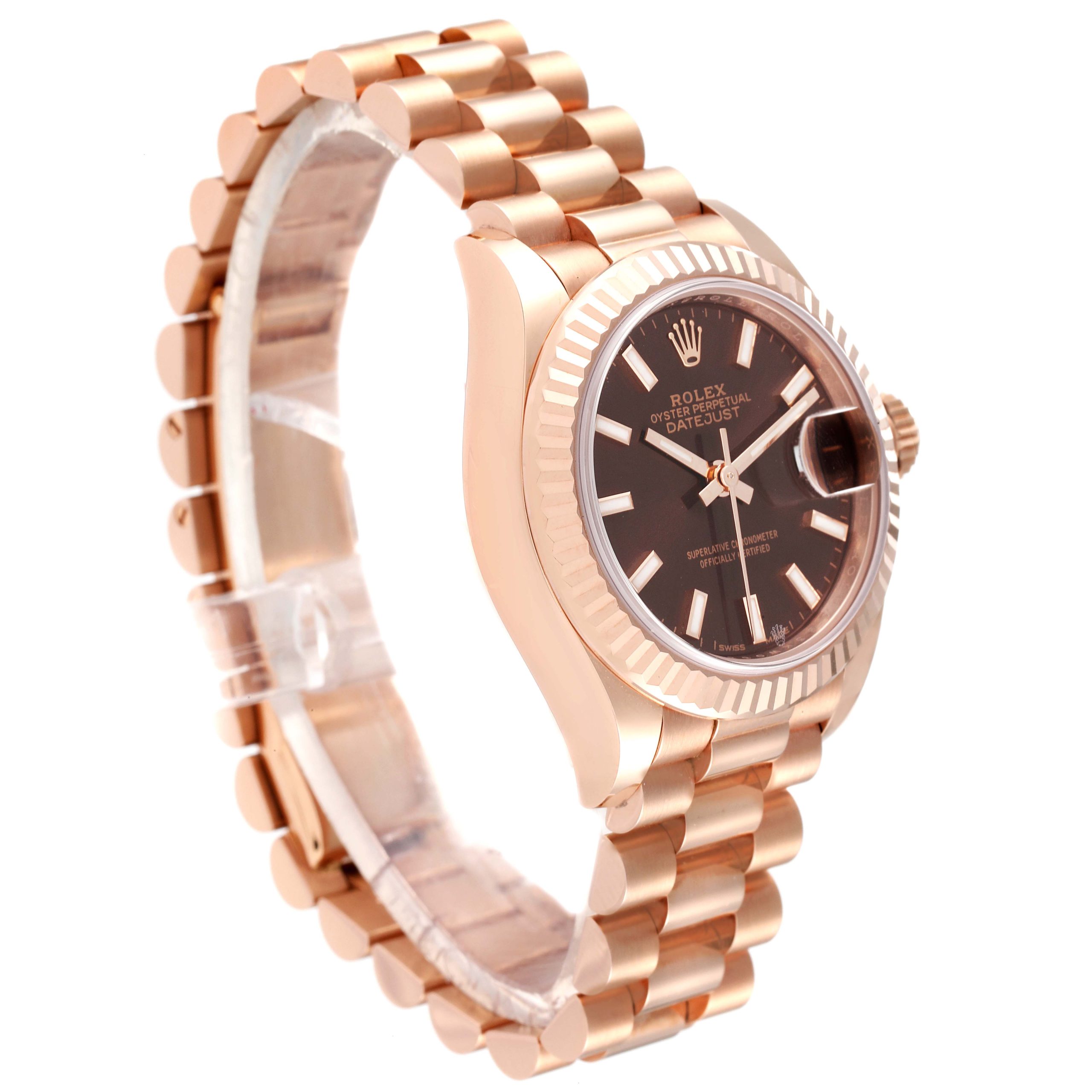 Rolex Lady-Datejust 28mm 279175 Chocolate Dial President Everose Gold - Image 4