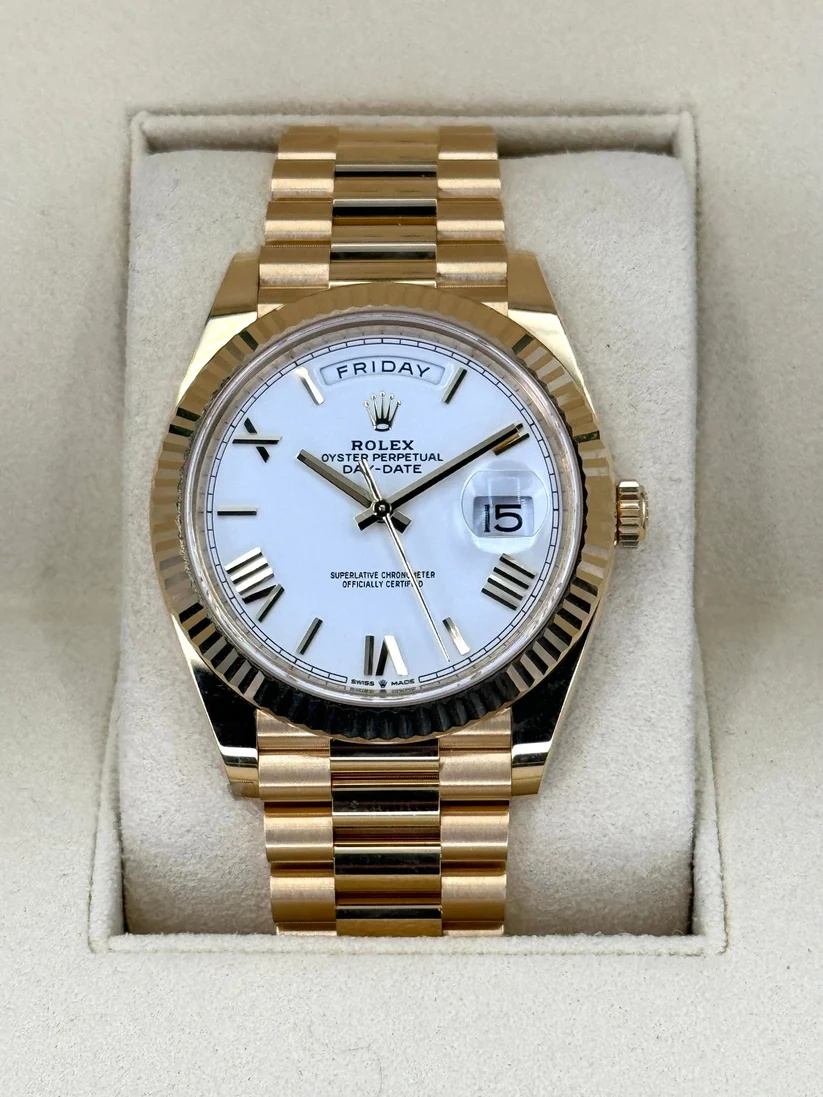 Rolex Day-Date "President" 40mm Yellow Gold White Roman Dial - 228238 - Image 2