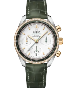 Omega Speedmaster 38 Silver Dial 38mm with Diamonds Stainless Steel 18k Yellow Gold Strap 324.28.38.50.02.001