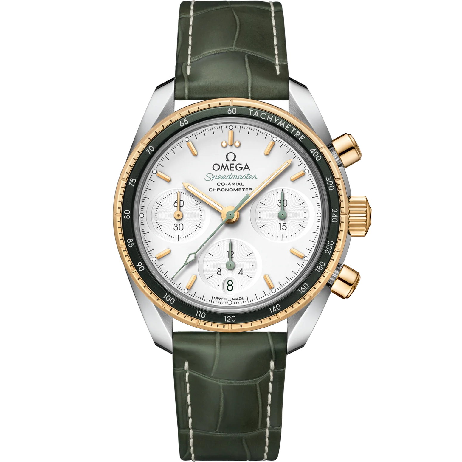 Omega Speedmaster 38 Silver Dial 38mm Stainless Steel 18k Yellow Gold Strap 324.23.38.50.02.001