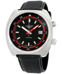 Longines Men's L2.795.4.52.0 Heritage Black Canvas Watch