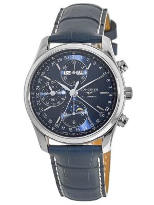 Longines Men's L2.673.4.92.0 Master Collection Chronograph Blue Leather Watch