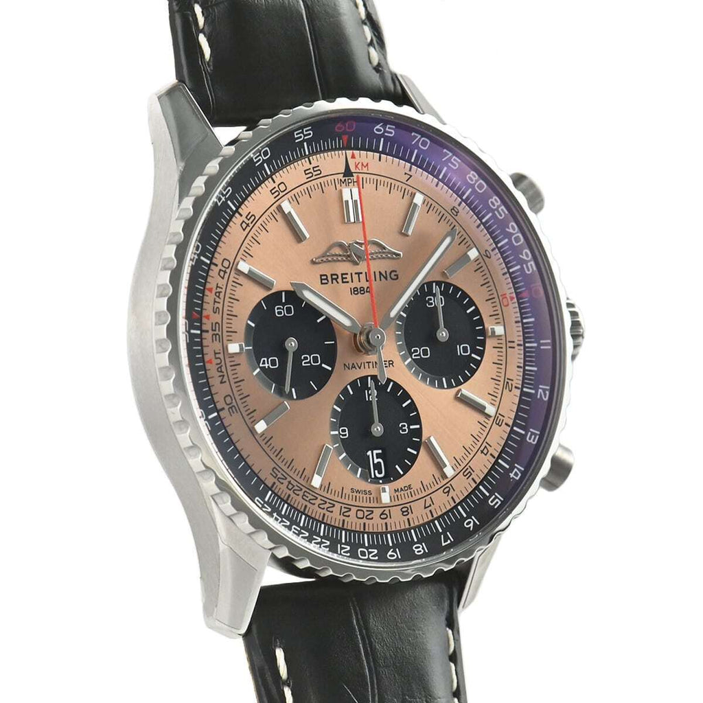 Breitling Navitimer B01 Chronograph 46 Brown Dial Black Leather Strap Watch For Men - AB0138241K1P1 - Image 4