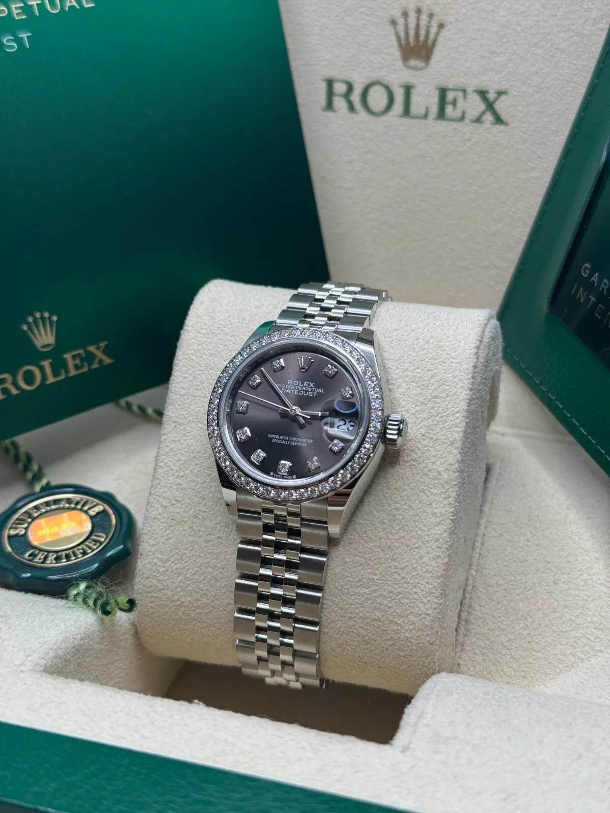 Rolex Lady-Datejust 28mm 279384RBR Dark Gray set with Diamonds - Image 12