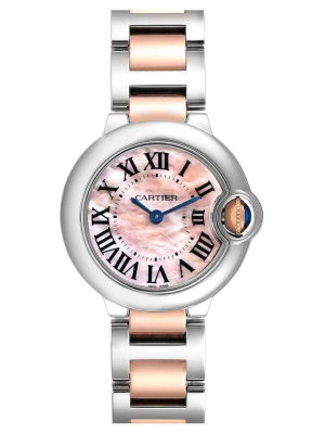 Cartier BALLON BLEU Pink Mother of Pearl Dial 28mm
