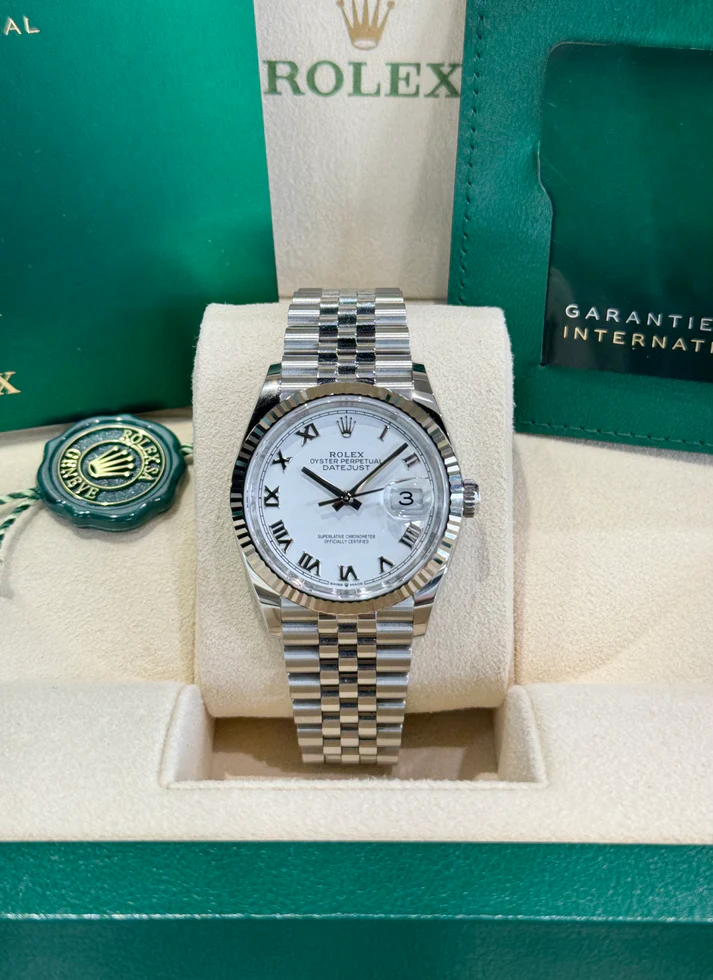 Rolex Datejust 36mm 126234 White Roman Dial Oyster Stainless Steel Mens - Image 3