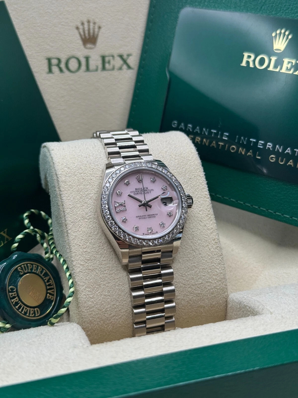 Rolex Lady-Datejust 28mm 279139RBR Pink Opal Diamond Dial and Diamond Bezel White Gold Bracelet - Image 3