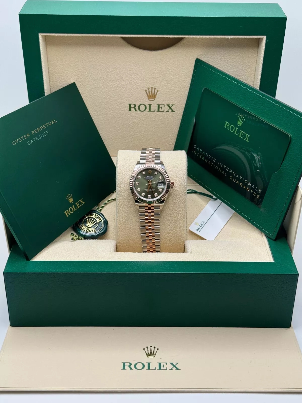Rolex Lady-Datejust 28mm 279171 Green Diamond Oyster Stainless Steel and Rose Gold - Image 11