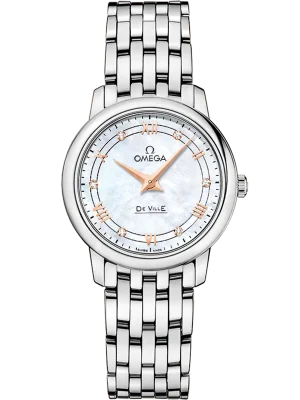 Omega De Ville Prestige 27.4 mm White Dial Stainless Steel Bracelet 424.10.27.60.55.001