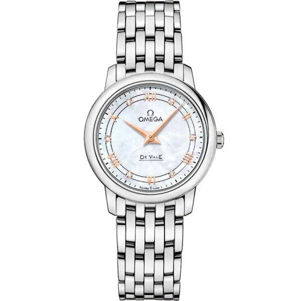 Omega De Ville Prestige 27.4 mm White Dial Stainless Steel Bracelet 424.10.27.60.55.001