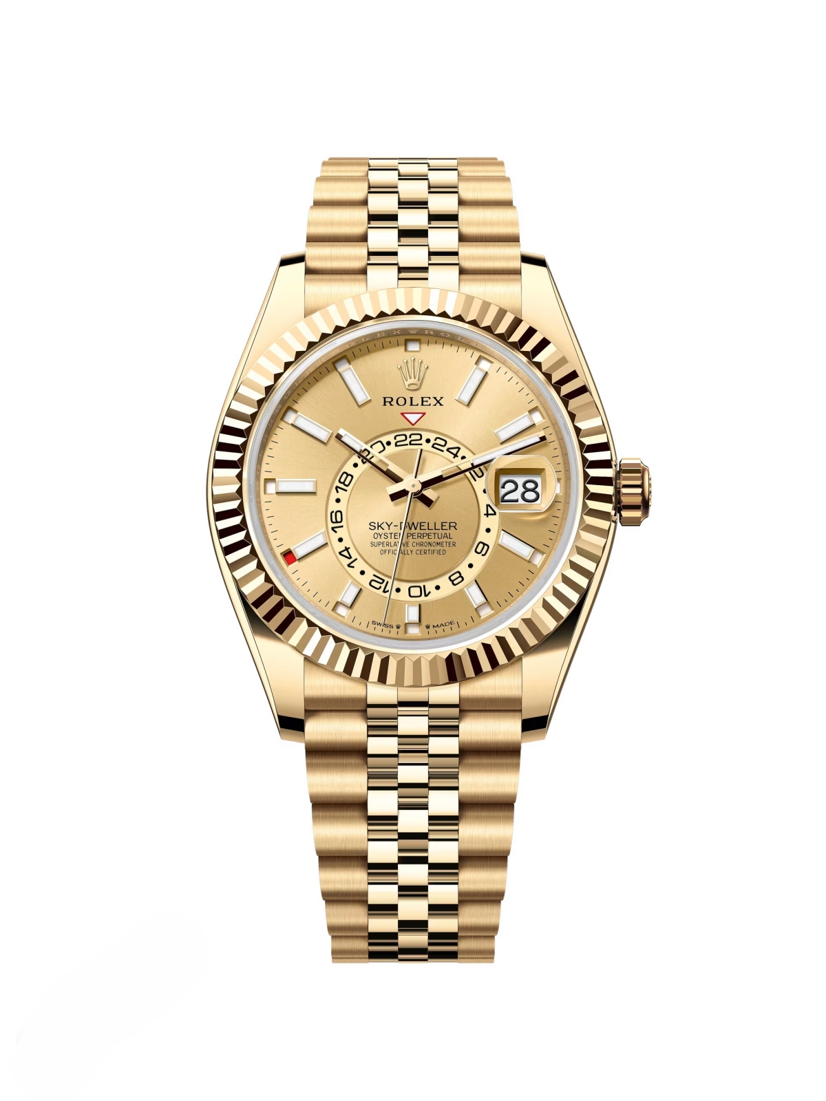 Rolex Sky-Dweller 42mm 336938-0004 Yellow Gold Champagne Dial Jubilee