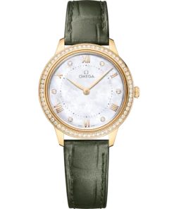 Omega De Ville Prestige 30mm White Dial with Diamonds 18k Yellow Gold Strap 434.58.30.60.55.002