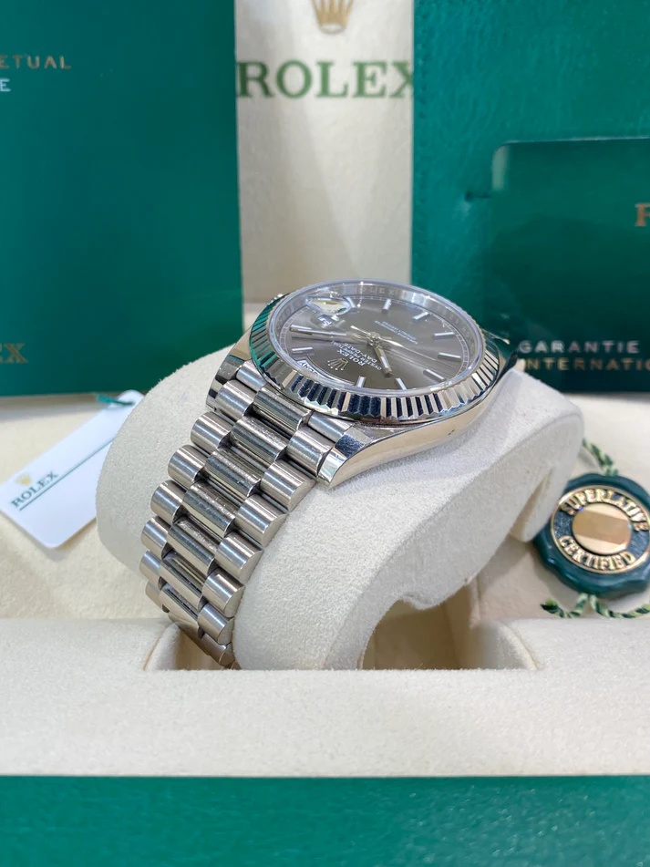 Rolex Day-Date "President" 40mm White Gold Grey Rhodium Index Dial - 228239 - Image 7