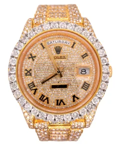Rolex Day Date 40mm 18k Yellow Gold Iced Out 25ct Genuine Diamonds 228238