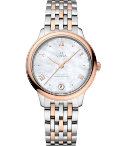 Omega De Ville Prestige 34mm White Dial Stainless Steel and Sedna™ 18k Rose Gold Bracelet 434.20.34.20.05.001