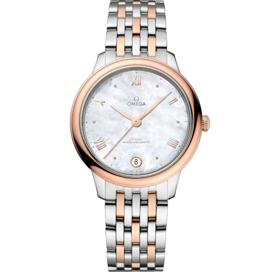 Omega De Ville Prestige 34mm White Dial Stainless Steel and Sedna™ 18k Rose Gold Bracelet 434.20.34.20.05.001