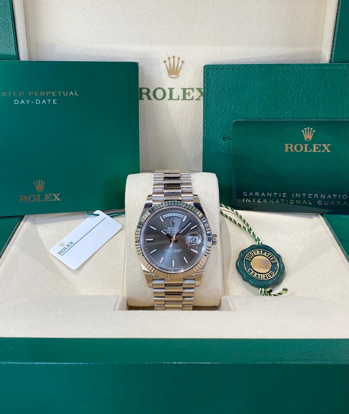 Rolex Day-Date "President" 40mm White Gold Grey Rhodium Index Dial - 228239 - Image 10