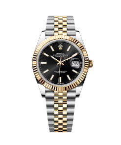 Alternative view of Rolex  Datejust 41mm Two-Tone Yellow Gold Fluted Bezel Black Index Dial Jubilee - 126333
