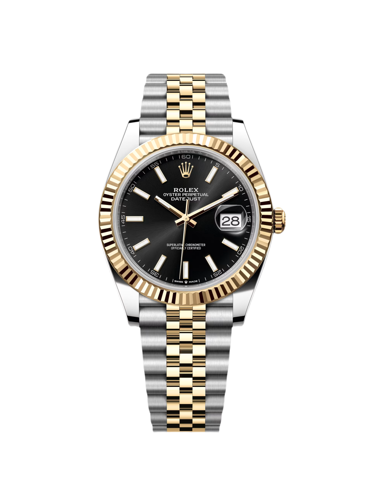 Rolex Datejust 41mm Two-Tone Yellow Gold Fluted Bezel Black Index Dial Jubilee - 126333 - Image 2