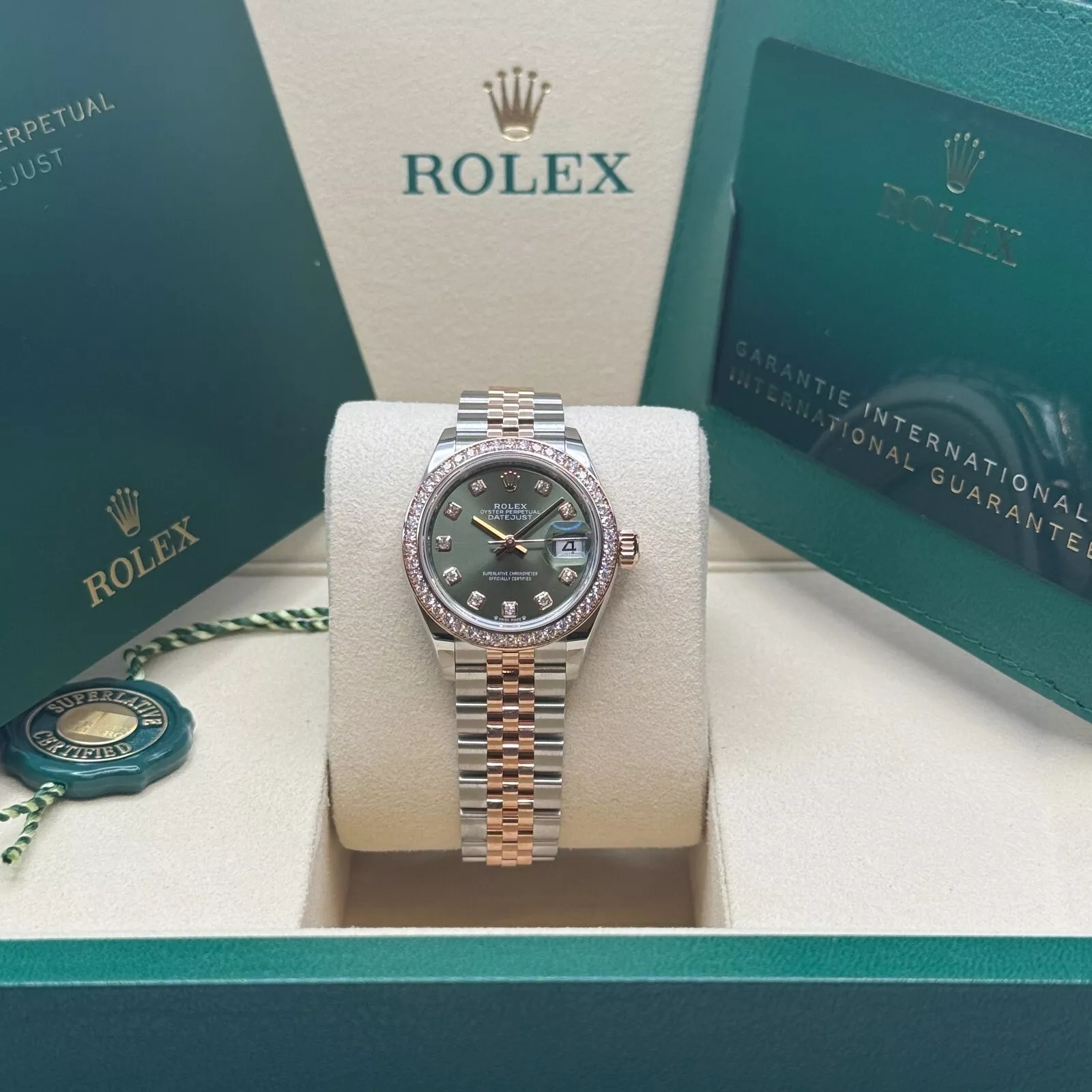 Rolex Lady-Datejust 28mm 279381RBR Green Diamond Dial Oyster Bracelet - Image 3