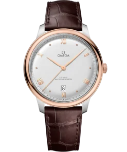 Omega De Ville Prestige 40 mm Silver Dial Stainless Steel and Sedna™ 18k Rose Gold Strap 434.23.40.20.02.001