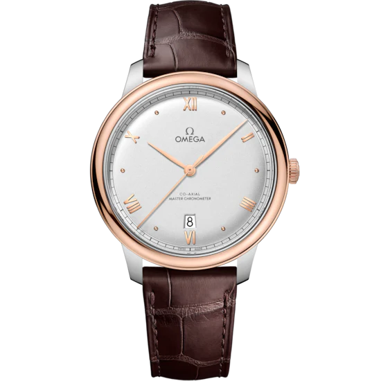 Omega De Ville Prestige 40 mm Silver Dial Stainless Steel and Sedna™ 18k Rose Gold Strap 434.23.40.20.02.001