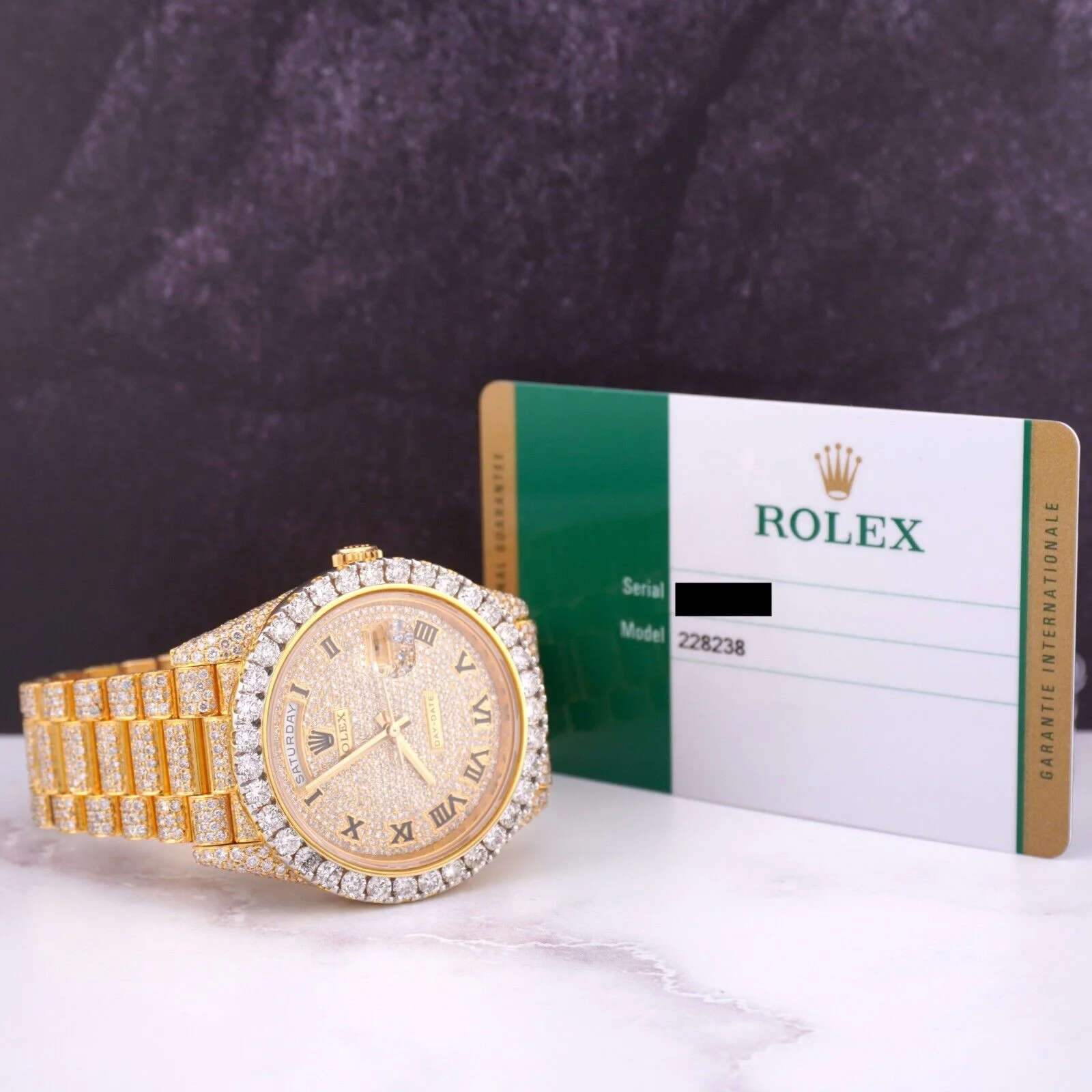 Rolex Day Date 40mm 18k Yellow Gold Iced Out 25ct Genuine Diamonds 228238 - Image 10