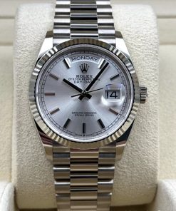 Alternative view of Rolex  Day-Date "President" 40mm White Gold Silver Diamond Baguette Dial - 228239