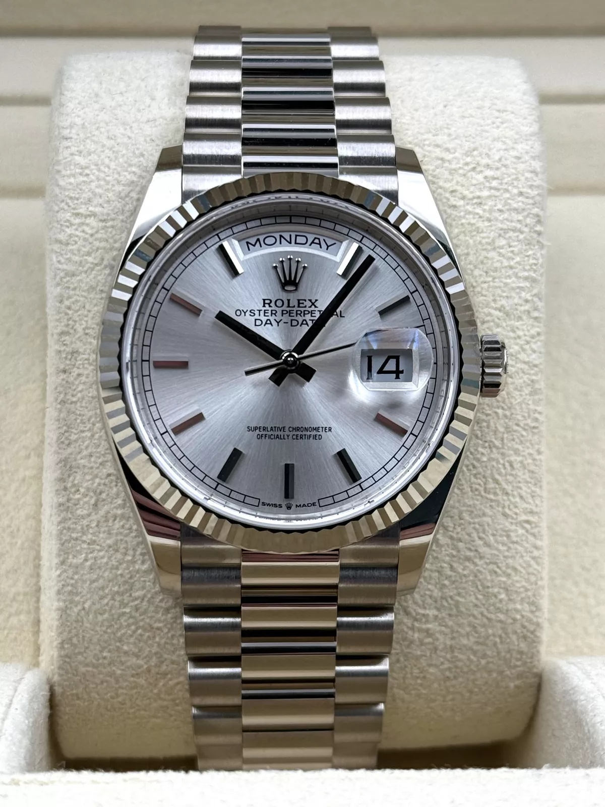 Rolex Day-Date "President" 40mm Silver Diamonds Dial 228236-0002 - Image 2