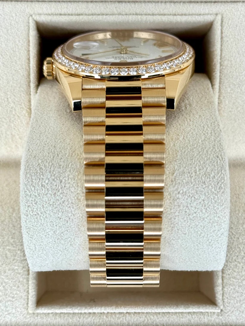 Rolex Day-Date "President" 40mm Yellow Gold White Roman Dial Diamond Bezel - 228348rbr - Image 5