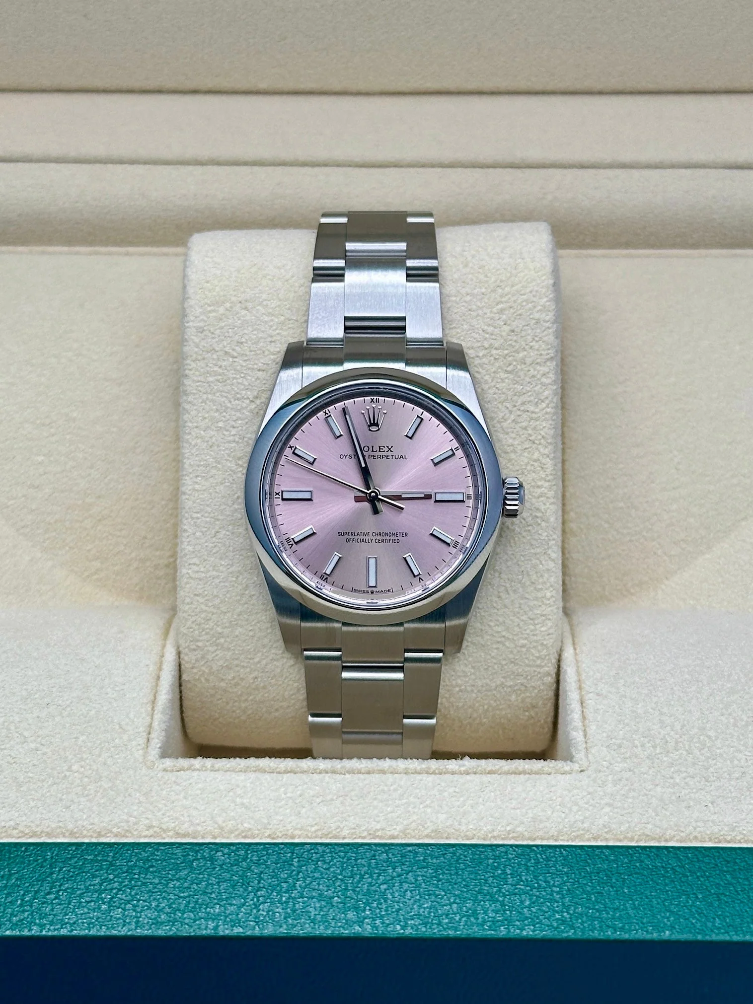 Rolex Oyster Perpetual 34mm 124200-0009 Pink Dial Oyster Stainless Steel Bracelet Watch - Image 3