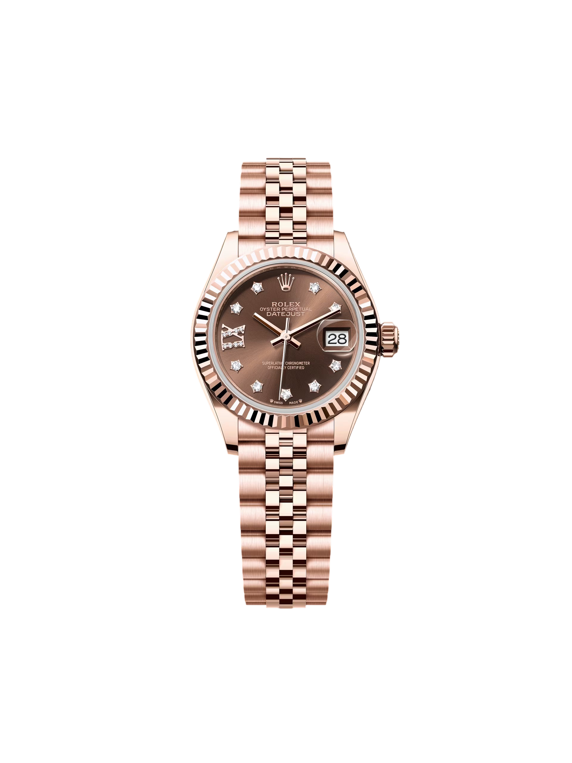 Rolex Lady-Datejust 28mm 279175 Chocolate Diamond-Set Dial President Everose Gold - Image 2