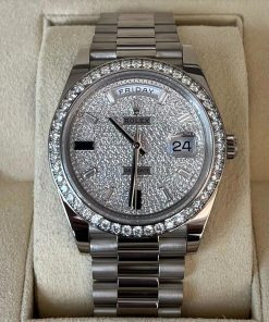 Alternative view of Rolex 228349RBR-0036 Day-Date 40mm 18k White Gold Paved With Diamonds Watch